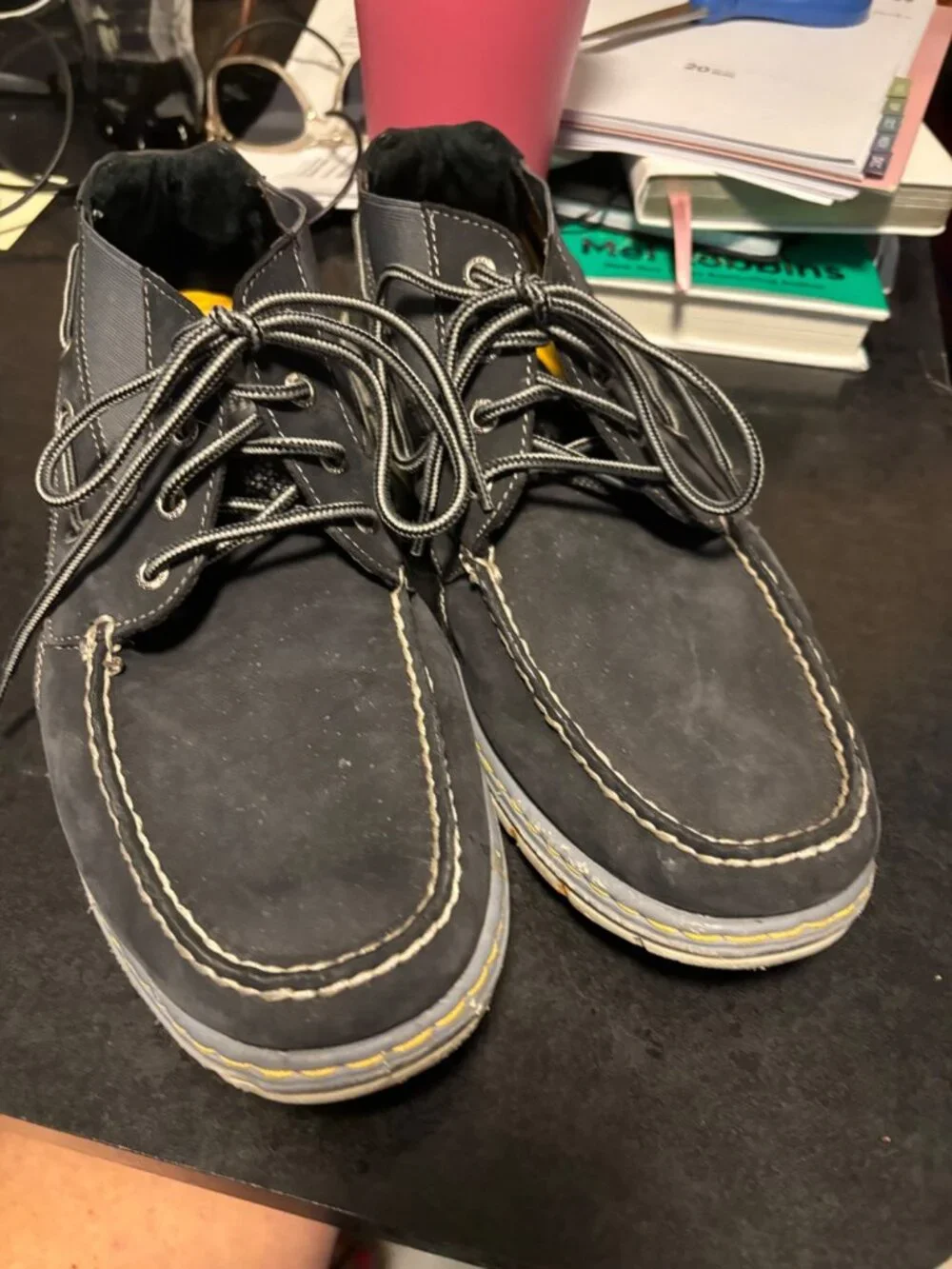 Sperry Top Sider Lace Up Leather Mesh Boat Shoes Black Gray Sz 13 Outdoor Travel